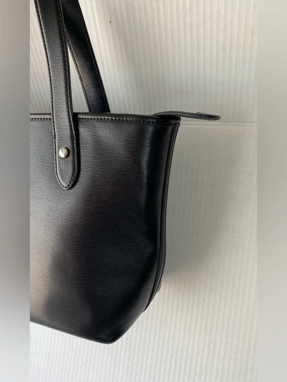 Lauren Ralph Lauren Sloan Street Black Saffiano Leather Shopper Tote Bag - Picture 6 of 15